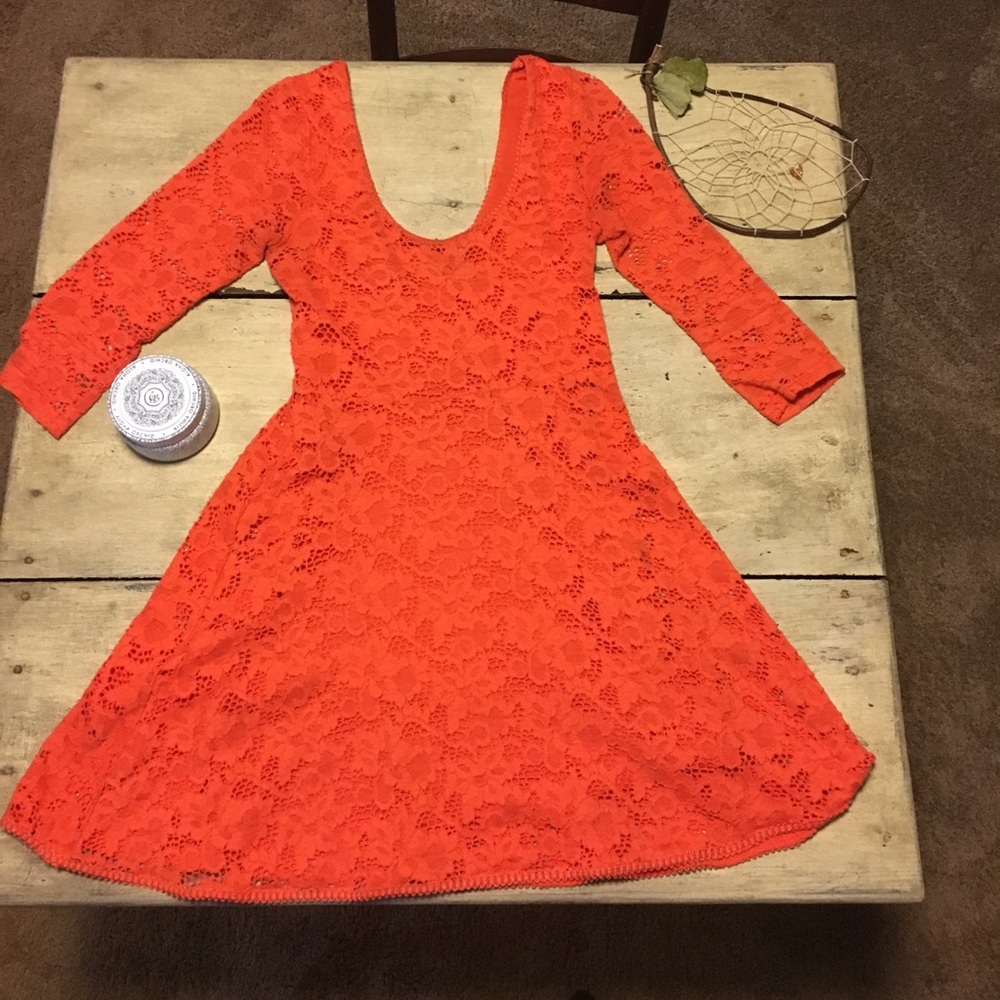 🎉HP 🎉Free People Orange Lace Dress - Picture 4 of 6